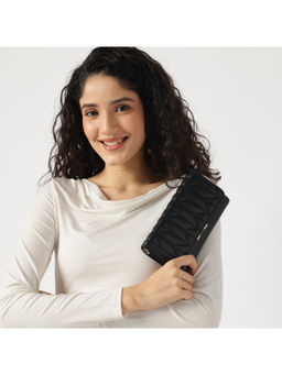 Fastrack - Black Textured Wallet with Detachable Chain Strap