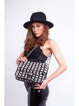 ODDCAT - Black Self Design Sling bag