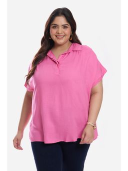 Virgio - Pink Popover Oversized Plus Size Shirt