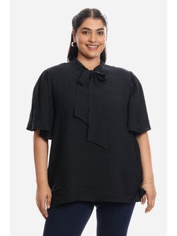 Virgio - Black Popover Oversized Plus Size Shirt