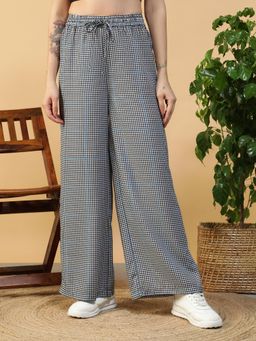 Oxolloxo - Women Micro Checked Slub Trousers