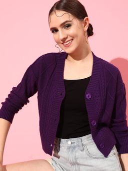 STREET 9 - Purple Solid Cardigan