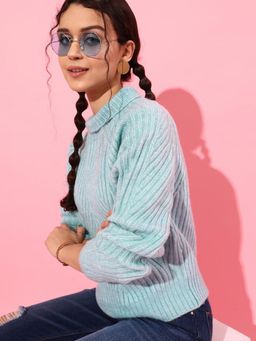 STREET 9 - Turquoise Blue Self-Designed Pullover