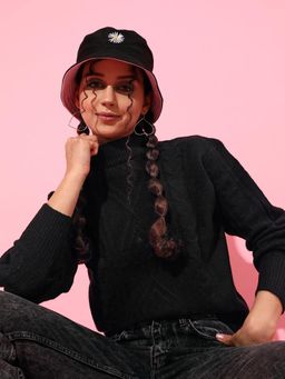 STREET 9 - Black High Neck Pullover Sweater