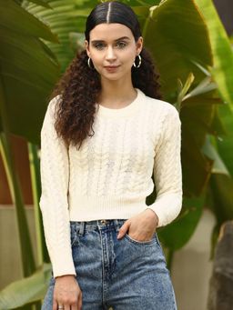 STREET 9 - Cream Cable Knit Pullover