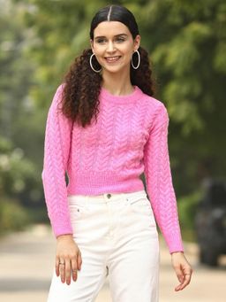 STREET 9 - Pink Cable Knit Pullover