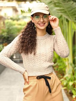 STREET 9 - Beige Cable Knit Pullover