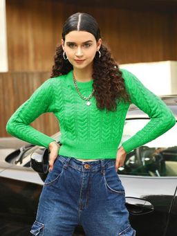 STREET 9 - Green Cable Knit Pullover