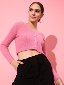 STREET 9 - Pink Crop Cardigan