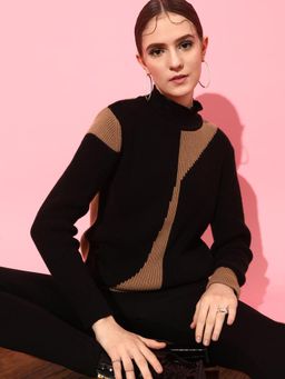 STREET 9 - Black and Brown Colorblocked Pullover