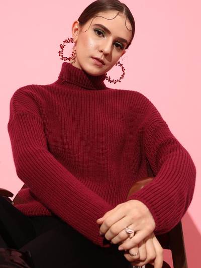 Brown High Neck Pullover