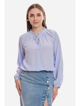 Virgio - Solid Viscose Lavender Top with Puff Sleeve