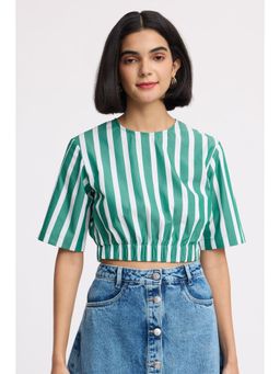 Virgio - Stripes Cotton Striped Crop Top for Women