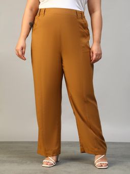 Oxolloxo - Women Plus Size Solid Mustard Pants