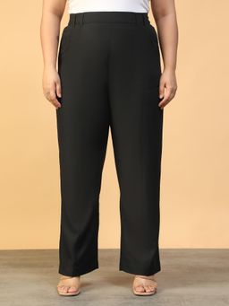 Oxolloxo - Women Plus Size Solid Black Pants
