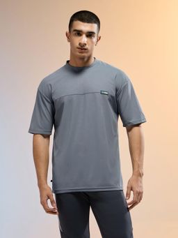 Technosport - Men Solid Relaxed Fit Round Neck Sports T-Shirt with Matpiq