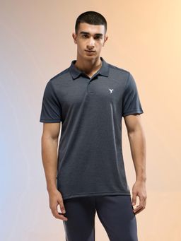 Technosport - Men Melange Slim Fit Collar Neck Sports T-Shirt with Double Cool