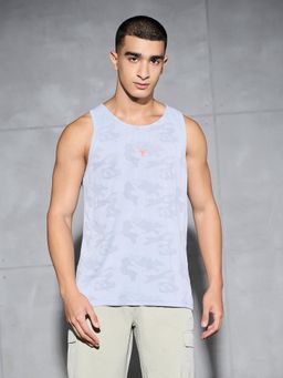 Technosport - Men Jacquard Slim Fit Round Neck Sports Tank Top Ventmesh