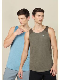Technosport - Men Melange Slim Fit Round Neck Sports Tank Top Techno Cool+ (Pack of 2)