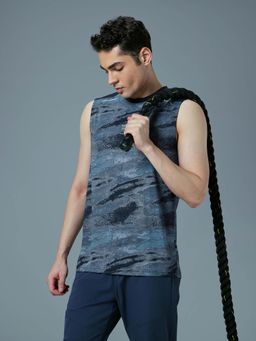 Technosport - Men Printed Slim Fit Round Neck Sports Tank Top Technocool+