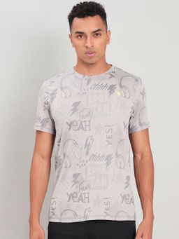 Technosport - Men Jacquard Slim Fit Round Neck Sports T-Shirt with Double Cool