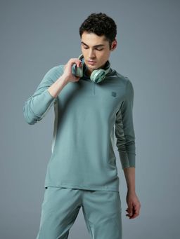 Technosport - Men Colorblock Slim Fit High Neck Sports T-Shirt with Cotflex