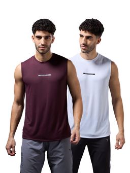 Technosport - Men Solid Slim Fit Sports Tank Top Technocool+ (Pack of 2)