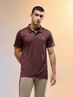 Technosport - Men Brown Melange Slim Fit Round Neck Sports T-Shirt with Double Cool