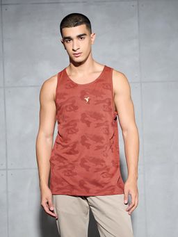 Technosport - Men Jacquard Slim Fit Round Neck Sports Tank Top Ventmesh