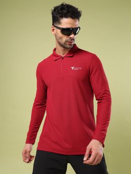 Technosport - Men Solid Slim Fit Polo Sports T-Shirt with Matpiq