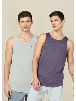 Technosport - Men Melange Slim Fit Round Neck Sports Tank Top Techno Cool+ (Pack of 2)