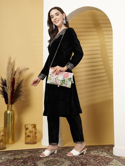 Anekaant - Lush White And Multi Floral Embellished Cotton Canvas Sling Bag