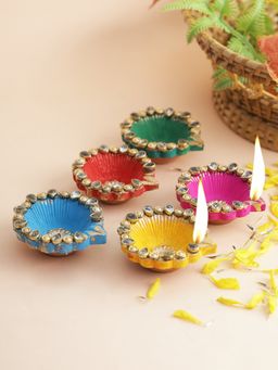AAPNO RAJASTHAN - Multicolor Reusable Diya (Pack of 5)