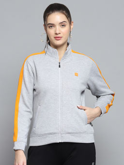 Rock.it - Women's Grey Colorblock High Neck Sweatshirt