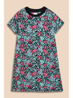 Allen Solly - Girls Black Floral Print Casual Dress