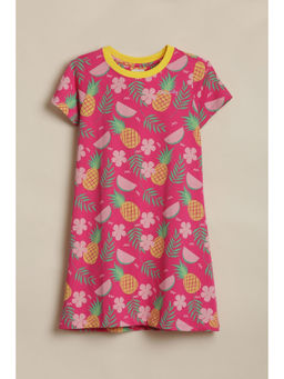 Allen Solly - Girls Pink Print Casual Dress