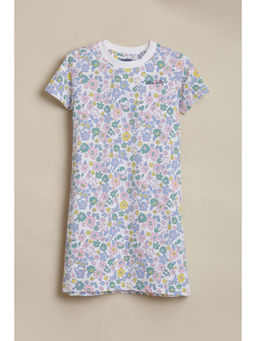 Allen Solly - Girls White Floral Print Casual Dress