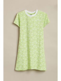 Allen Solly - Girls Green Print Casual Dress
