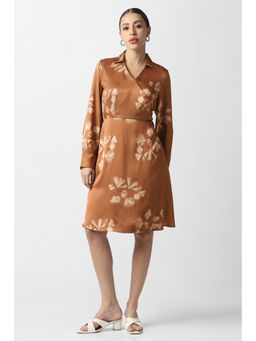 Van Heusen - Women Brown Print Knee Length Party Dress