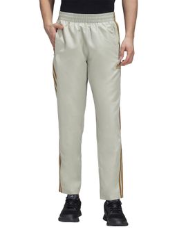 adidas - Men Green Polyester Stripes Cut Pile Trackpant