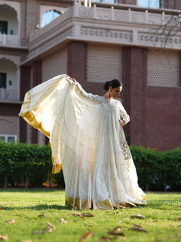 Leela by A - Noora Ivory Layered Anarkali with Dupatta