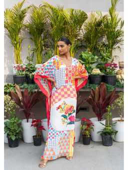 Pooja Singhal - Multi Colour Autumn Geometrical Printed Kaftan