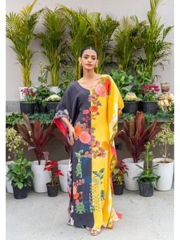 Pooja Singhal - Yellow Marigold Signature Print Kaftan