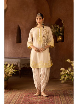 Sheetal Batra - Women Ivory Short Kurta with Dhoti
