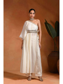 Rishi & Vibhuti - Ivory Moonlite Zari Worked Kurta with Pant and Belt