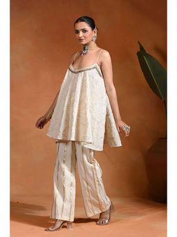 Rishi & Vibhuti - Antique Ivory Zari Woven Kurta and Pant