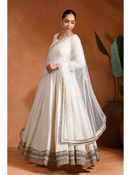 Rishi & Vibhuti - Ivory Chand Woven Anarkali with Dupatta
