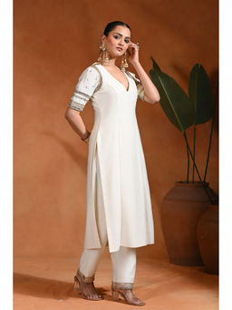 Rishi & Vibhuti - Ivory Acrine Mirror Work Kurta and Pant