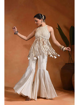 Rishi & Vibhuti - Ivory Chamcham Zari Worked Kurti and Sharara