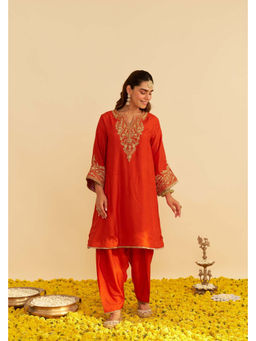Sheetal Batra - Women Orange Short Kurta with Salwar